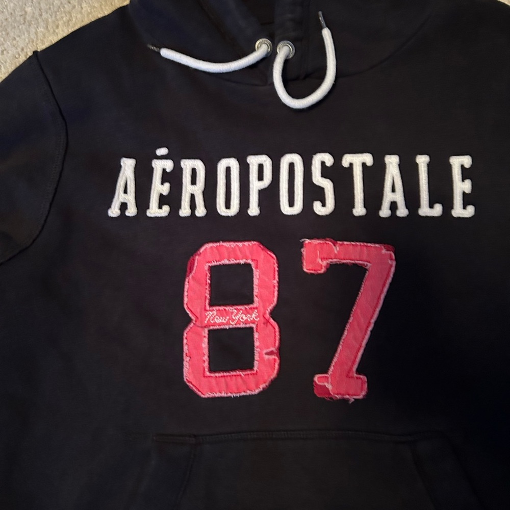 Aeropostale Black Hoodie with Pink and White Details
